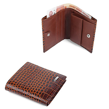 Портмоне FABRETTI мужское, нат.кожа,  9,6*10*2см, коричневый