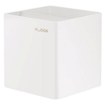 Подставка для ручек Deli "Nusign" 2 отделения, 84х84х86мм белая