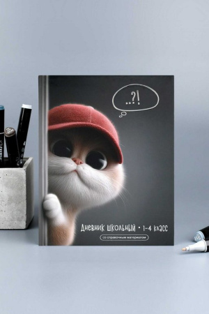 Дневник для мл/кл. твердая обложка, глян. ламинация "Кот в кепке"  Феникс+