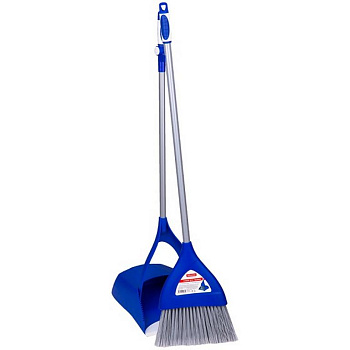 Совок для мусора OfficeClean Professional со щеткой-сметкой, складной, метал. ручка 66см, резин. кро