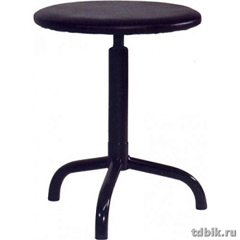 Табурет винтовой, черный каркас, черный кож. зам., р-р 330/350*390/510; 4,9 кг.
