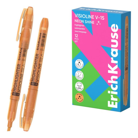 Текст-маркер с блестками ErichKrause  V-15 оранжевый (линия письма 06-3,5 мм)