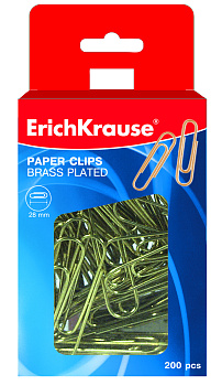 Скрепки 28 мм 200 шт/уп омедненные Erich Krause, в пластиковом боксе