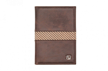 Обложка для паспорта D.Morelli "Бранд" с отделениями для карт, нат. кожа, коричневая