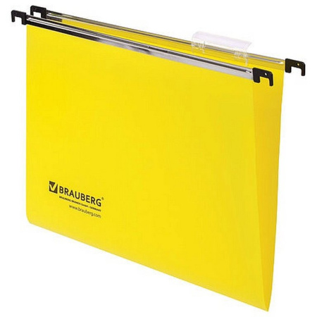 Папка подвесная BRAUBERG 350*245 мм А4 пластик, желтая, 5шт