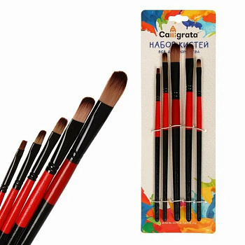 Кисти в наборе  5 шт (синтетика овальные №2,4,6,8,10) Calligrata