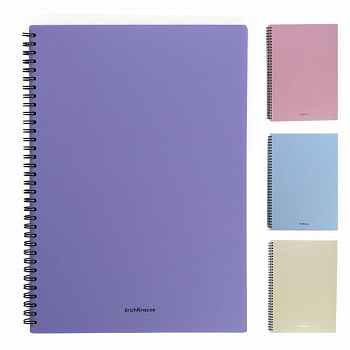 Тетрадь 80 лист кл. А4 на спирали, пластиковая обложка "Pastel" ассорти