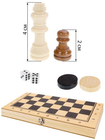 Игра настольная Шахматы, шашки, нарды (дерево) поле 24 см Рыжий Кот