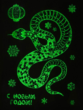 Символ 2025г Украшение оконное "Благородная змея" 15*21 см (с раскраской, светится в темноте)