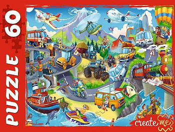 Пазлы   60 дет. "Важный транспорт" Рыжий КОТ