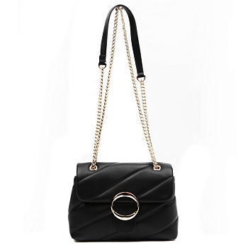 Сумка женская FABRETTI 23х16х10 см, нат. кожа, черный