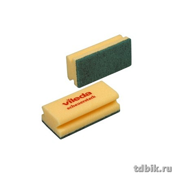 Губка для уборки помещений 7*15см Vileda Желтый/Зеленый абразив (для сильных загрязнений)