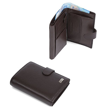 Портмоне FABRETTI мужское, нат.кожа, 11,5*14*3,5см, коричневый