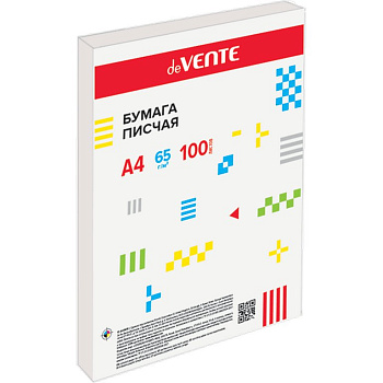 Бумага писчая deVENTE А4, 65 г/м2, 92% бел., 100 л/пач.