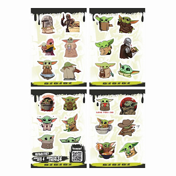 Набор наклеек  4 листа "Малыш Грогу" (24 шт) Nalepking