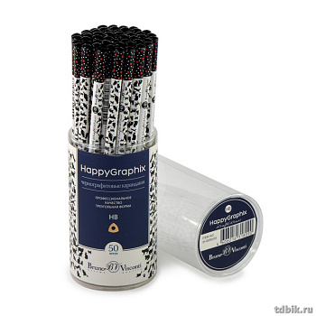 Карандаш ч/г HB с рис. трехгранный Bruno Visconti Happy Graphix "Кошки-сердечки"