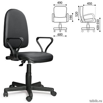 Кресло оператора Престиж (кож. зам, черное)