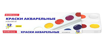 Краски акварельные 12 цв. медовые ErichKrause (без кисти, картонная упаковка)