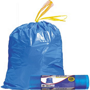 Мешки для мусора  35л. 15 шт/рул (12 мкм) ПНД "CleanLab" с завязками 50*50 см.