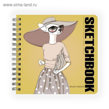 Скетчбук 200*205 мм, 50л. гребень "SKETCHBOOK" 200 ГР., БЕЗ ЛИНОВКИ (4 ВИДА)