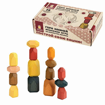 Игра  "Башня Туми Иши" 15 цветных деревянных камней, ЗОЛОТАЯ СКАЗКА