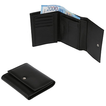 Портмоне FABRETTI женское, нат. кожа, 13*11*3см, черный