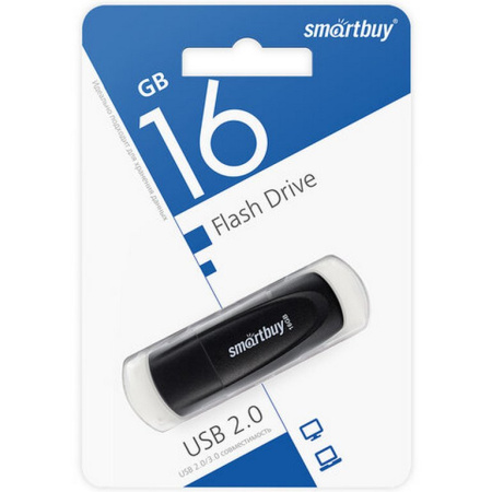 Флеш-диск 16Gb  Smart Buy "Scout" USB 2.0, черный