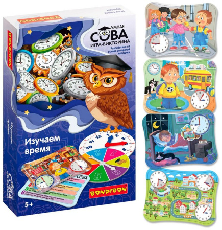 Игра настольная  Викторина .5+ "Изучаем Время" Умная Сова Bondibon