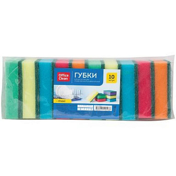 Губка для посуды поролоновая 90*65*27 мм, 10 шт/уп OfficeClean MAXI Губка для посуды поролоновая 90*65*27 мм, 10 шт/уп OfficeClean MAXI