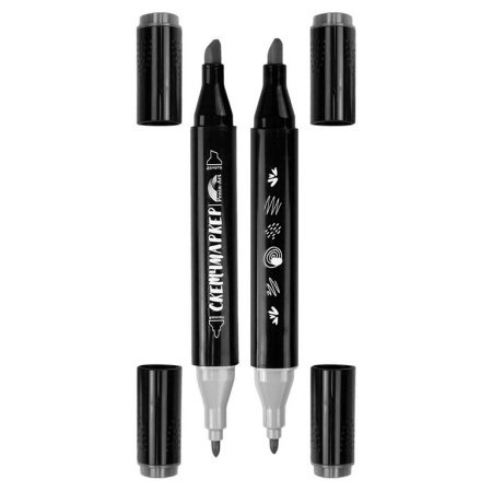 Маркер для скетчинга  12шт/уп Феникс+ ЕХИДНА двусторонние в пласт. пенале