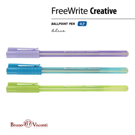 Ручка шариковая BV FreeWrite "Creative" трехгран. 0,7мм синяя (линия 0,5мм) одноразовая