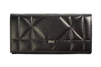 Портмоне D.Morelli женское "Шарм" большое, нат.кожа, черное
