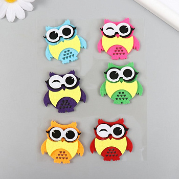 Наклейки из фетра "Совушки" 6 шт/уп.