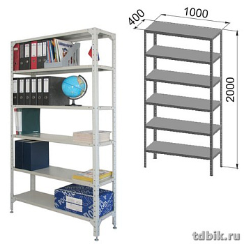 Стеллаж металлич. архивный с 6-ю полками (2000*1000*400мм) универсальный