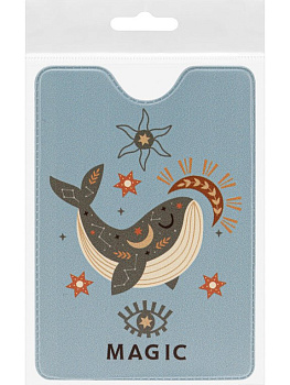 Обложка для проездного билета "Магический кит" из ПВХ 7*9,5 см