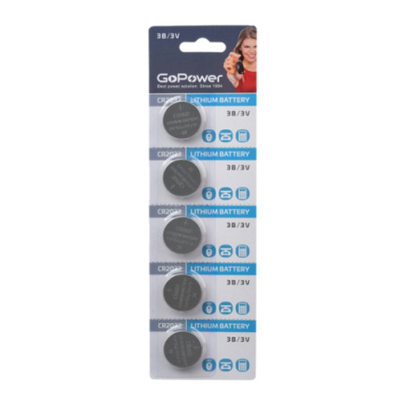 Батарейка дисковая CR2032 GoPower Lithium 3В