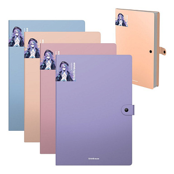 Папка-картотека на кнопке 4 отд. пластик А4 Erich Krause Soft Manga ассорти