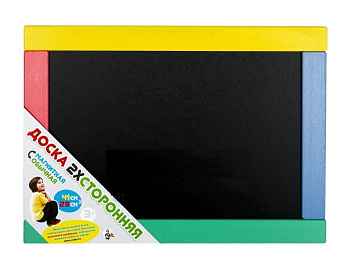 Доска детская 290*410 мм двусторонняя маркерно-меловая  в деревянной раме