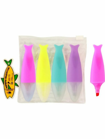 Набор текст-маркеров  4 шт  MINI deVENTE "Fish" (цвет мор.волны, желт, фиол, роз)