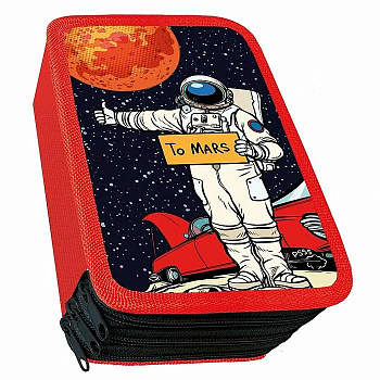 Пенал 3 отд. для мальчика Darvish "Такси на марс" 190*105 (ткань, ламинир.картон)