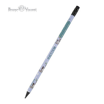 Карандаш ч/г HB с рис. трехгранный Bruno Visconti Kids "Енот" с ластиком