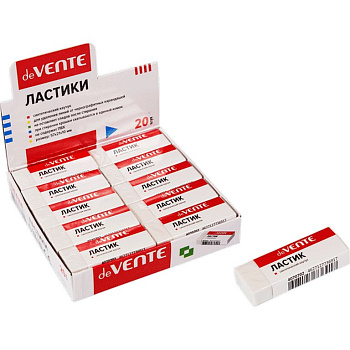 Ластик deVENTE  61*22*12 мм, прямоугольный, белый, в картонном футляре, dust-free