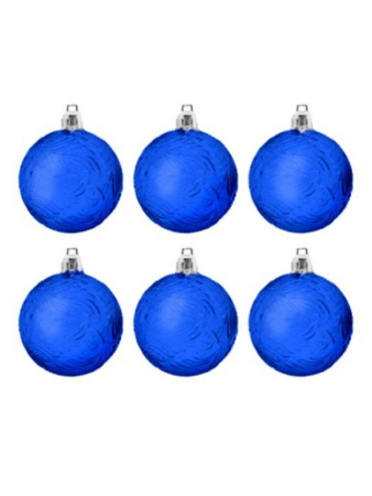 Набор шаров  цвет синий  60 мм 6 шт (рельефные)