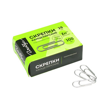 Скрепки 28 мм 100 шт/уп оцинкованные Globus С28-100 Ц