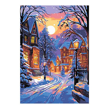 Роспись по номерам (картон) 20*30см "Зимняя улица" (основа, акрил. краски, кисти) LORI