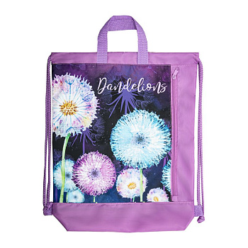 Сумка для обуви для девочки 46*36 см ЮНЛАНДИЯ "Flowers" с ручками, боковой карман на молнии