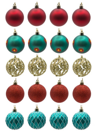 Набор шаров  цвет ассорти 60 мм 20 шт