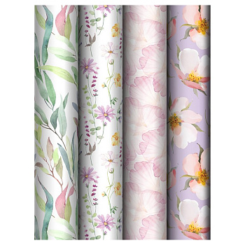Бумага упаковочная 70*100см  в рулоне (ассорти) "Bouquet" MESHU