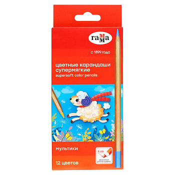 Набор карандашей  12 цв. ГАММА "Мультики" супермягкие, увелич. диаметр грифеля 4,0мм
