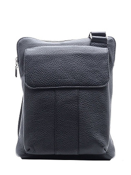 Сумка мужская D.Morelli малая, нат. кожа, с карманом, фл.черный